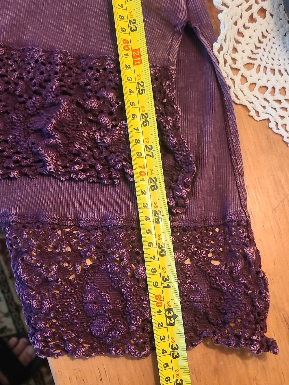 Vocal Purple Long Sleeve Embellished Tunic with Lace Hem - Picture 8 of 8